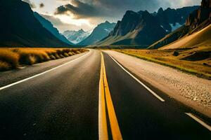 il strada per il montagne. ai-generato foto