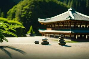 il giapponese giardino a il kyoto internazionale Università. ai-generato foto