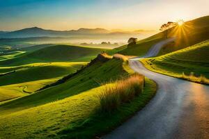 il strada per il sole. ai-generato foto