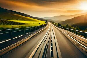 un' autostrada con macchine guida su esso. ai-generato foto