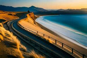 il strada per il spiaggia. ai-generato foto