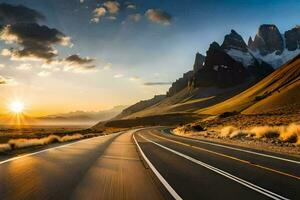 il strada per il sole. ai-generato foto