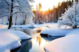 inverno paesaggio sfondo hd. ai-generato foto