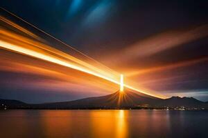 un' lungo esposizione fotografia di un' attraversare nel il cielo. ai-generato foto