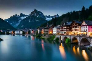 il bellissimo cittadina di altenburg nel il svizzero Alpi. ai-generato foto