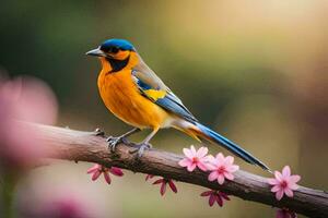 foto sfondo uccello, il fiori, il uccello, il fiori, il uccello, il fiori,. ai-generato