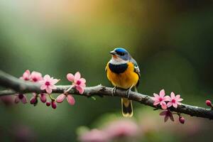 foto sfondo il cielo, uccello, fiori, il uccello, il uccello, il uccello, il. ai-generato