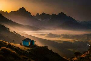 il Alba al di sopra di il montagne. ai-generato foto