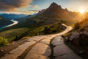 il strada per il sole. ai-generato foto