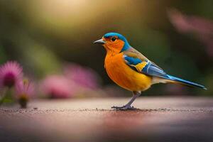 foto sfondo uccello, il sole, fiori, il uccello, il uccello, il uccello, il. ai-generato