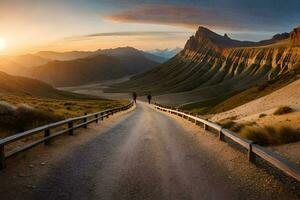 il strada per il montagne. ai-generato foto