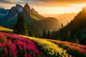 il fiori di il montagne. ai-generato foto