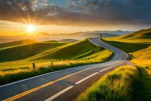 il strada per il tramonto. ai-generato foto