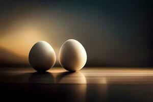 Due uova su un' tavolo. ai-generato foto