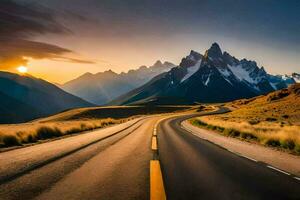 il strada per il montagne. ai-generato foto