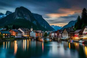 il cittadina di Hallstatt, Austria. ai-generato foto