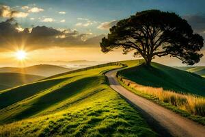 il strada per il tramonto. ai-generato foto