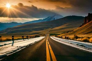 il strada per il sole. ai-generato foto