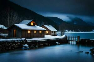 foto sfondo il cielo, lago, neve, il scuro, il lago, il scuro, il. ai-generato