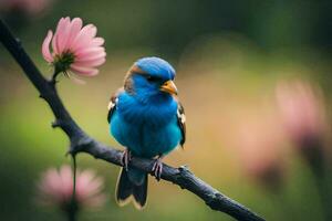 foto sfondo il cielo, uccello, fiori, il cielo, uccello, fiori, il cielo,. ai-generato