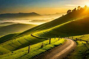 il strada per il sole. ai-generato foto