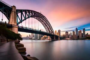 sydney porto ponte a tramonto. ai-generato foto