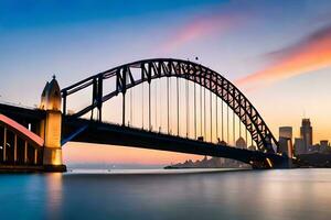 sydney porto ponte a tramonto. ai-generato foto