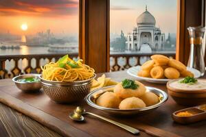 indiano cibo a tramonto nel India. ai-generato foto