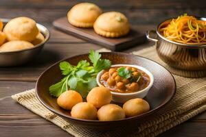 indiano cibo con dal e dosa. ai-generato foto