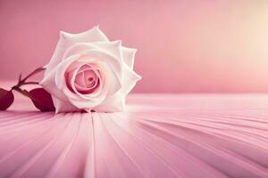 un' singolo rosa su un' rosa sfondo. ai-generato foto