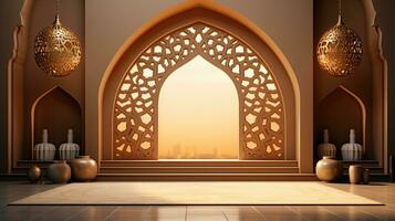 podio sfondo nel Ramadan vacanza minimalismo stile . orientale Arabo design . ai generato foto