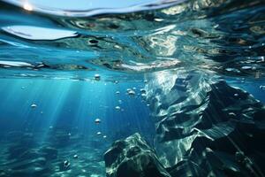 Immagine di Aperto oceano, nel il stile di scintillante acqua riflessi. generativo ai foto
