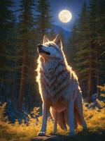 lupo sotto il chiaro di luna foto