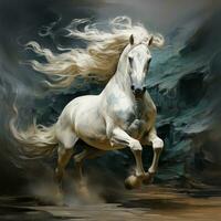 acquerello cavallo la pittura, astratto disegno di un' in esecuzione dipingere schizzato cavallo, generativo ai foto