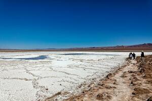 paesaggio di il nascosto baltinache lagune - atacama deserto - chile. foto