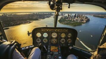 un' chiaro mare Visualizza a partire dal il cabina di pilotaggio. generativo ai foto