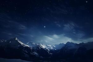 stellato cielo al di sopra di montagne ai generativo foto