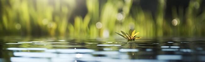 sfocato Immagine di naturale sfondo a partire dal acqua e impianti. generativo ai foto