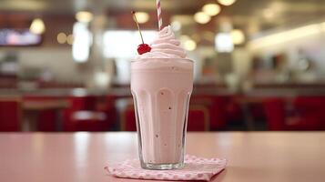 ciliegia frappè nel un' classico americano cena. cibo fotografia concetto. generativo ai foto