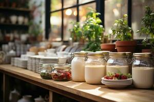 tranquillo, calmo situazione di il pomeriggio nel il cucina ai generato foto