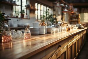 tranquillo, calmo situazione di il pomeriggio nel il cucina ai generato foto