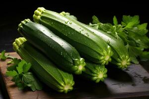 fotografie di zucchine nel interno foto studio ai generato