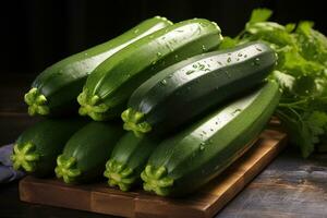 fotografie di zucchine nel interno foto studio ai generato