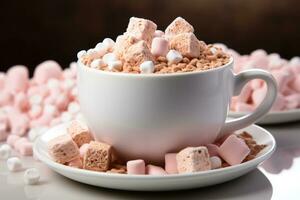 fotografie di caldo cioccolato marshmallow nel interno foto studio ai generato