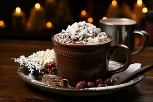 fotografie di caldo cioccolato nel interno foto studio ai generato