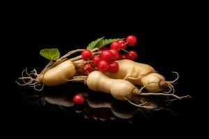 fotografie di ginseng nel interno foto studio ai generato