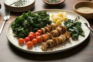 fotografie di vegano cibo nel interno foto studio ai generato