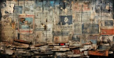 strappato vecchio giornale sfondo - ai generato Immagine foto