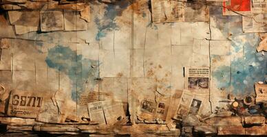 strappato vecchio giornale sfondo - ai generato Immagine foto