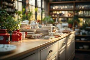 accogliente pomeriggio situazione nel il cucina ai generato foto